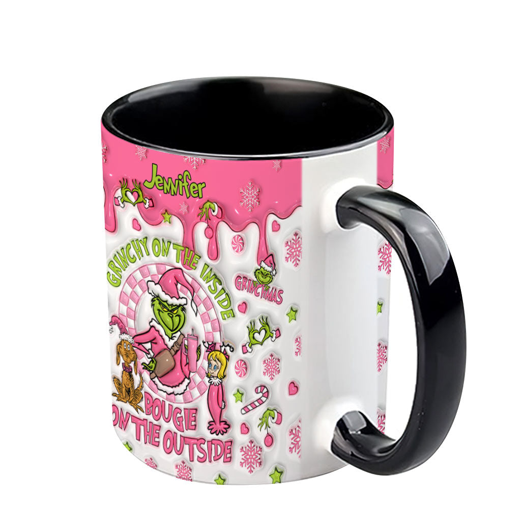 Grincheux à l'intérieur - Mug personnalisé avec étole de Noël
