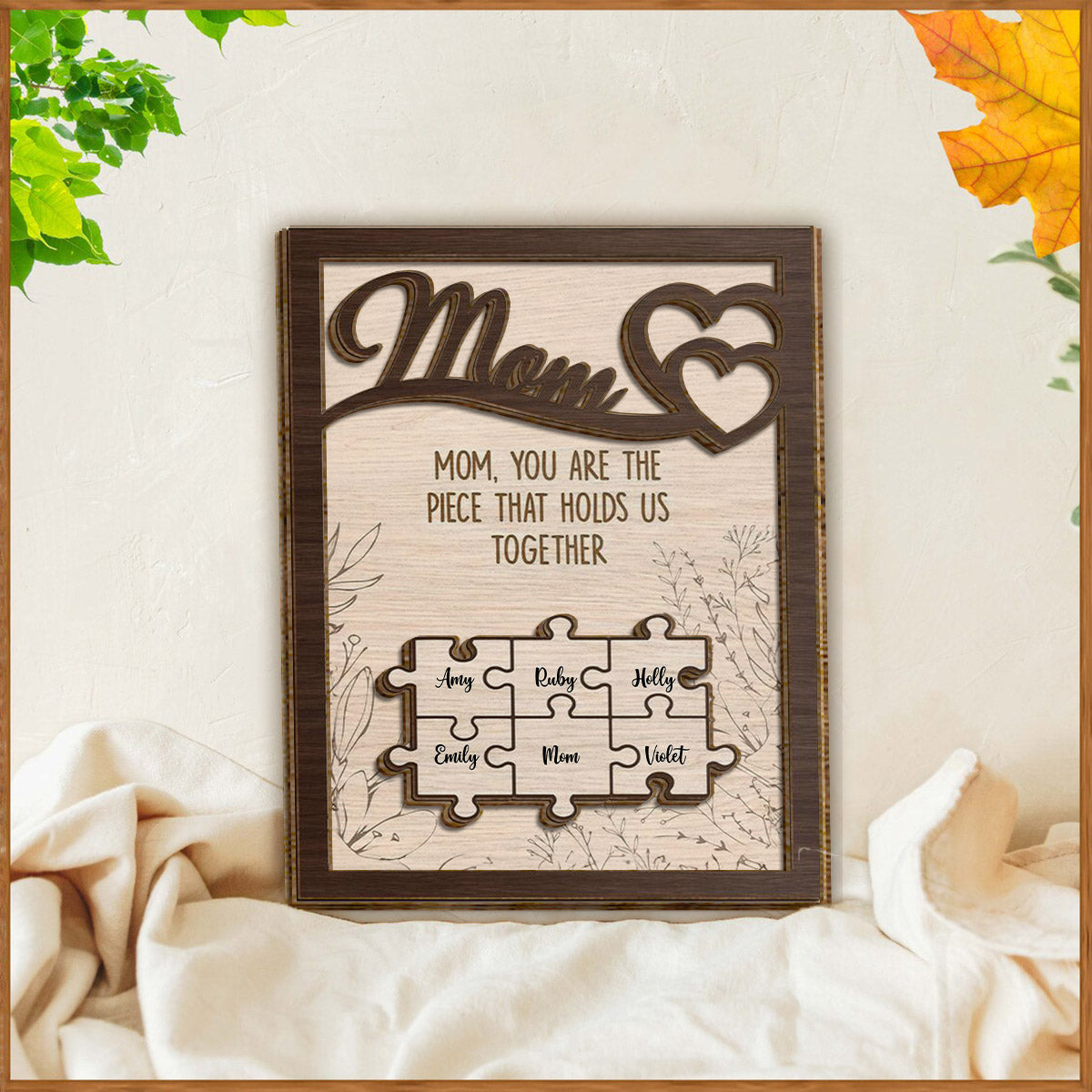 Tu es notre pilier - Plaque en bois personnalisée pour maman (2 couches)