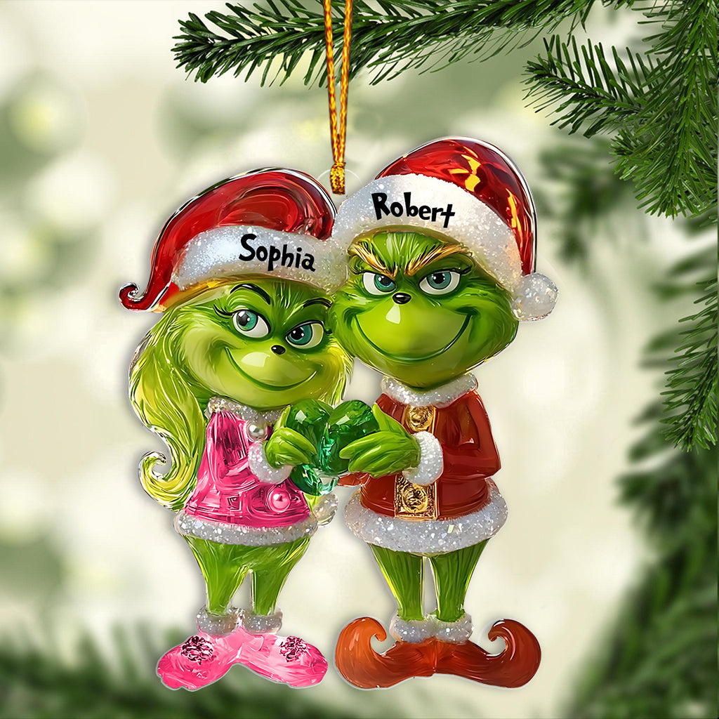 Green Couple - Personalized Stole Christmas Ornament