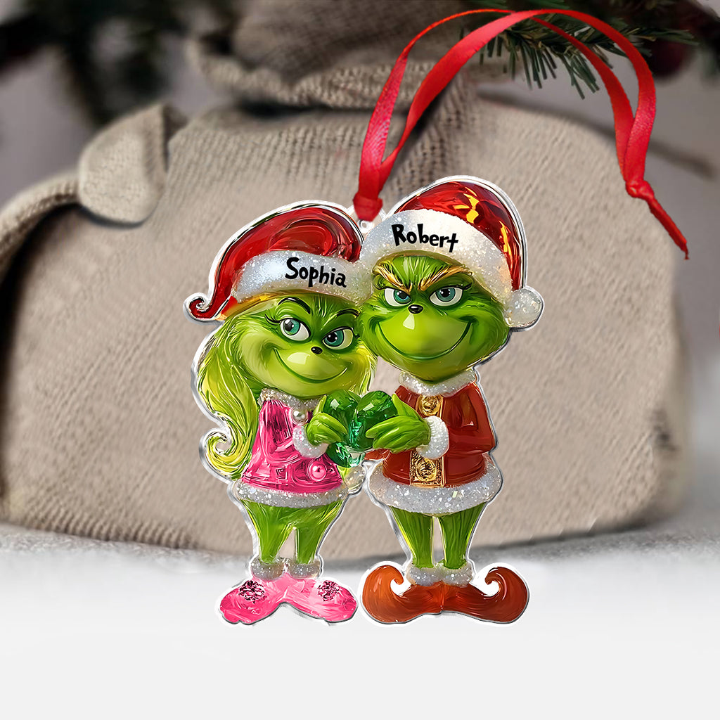 Green Couple - Personalized Stole Christmas Ornament