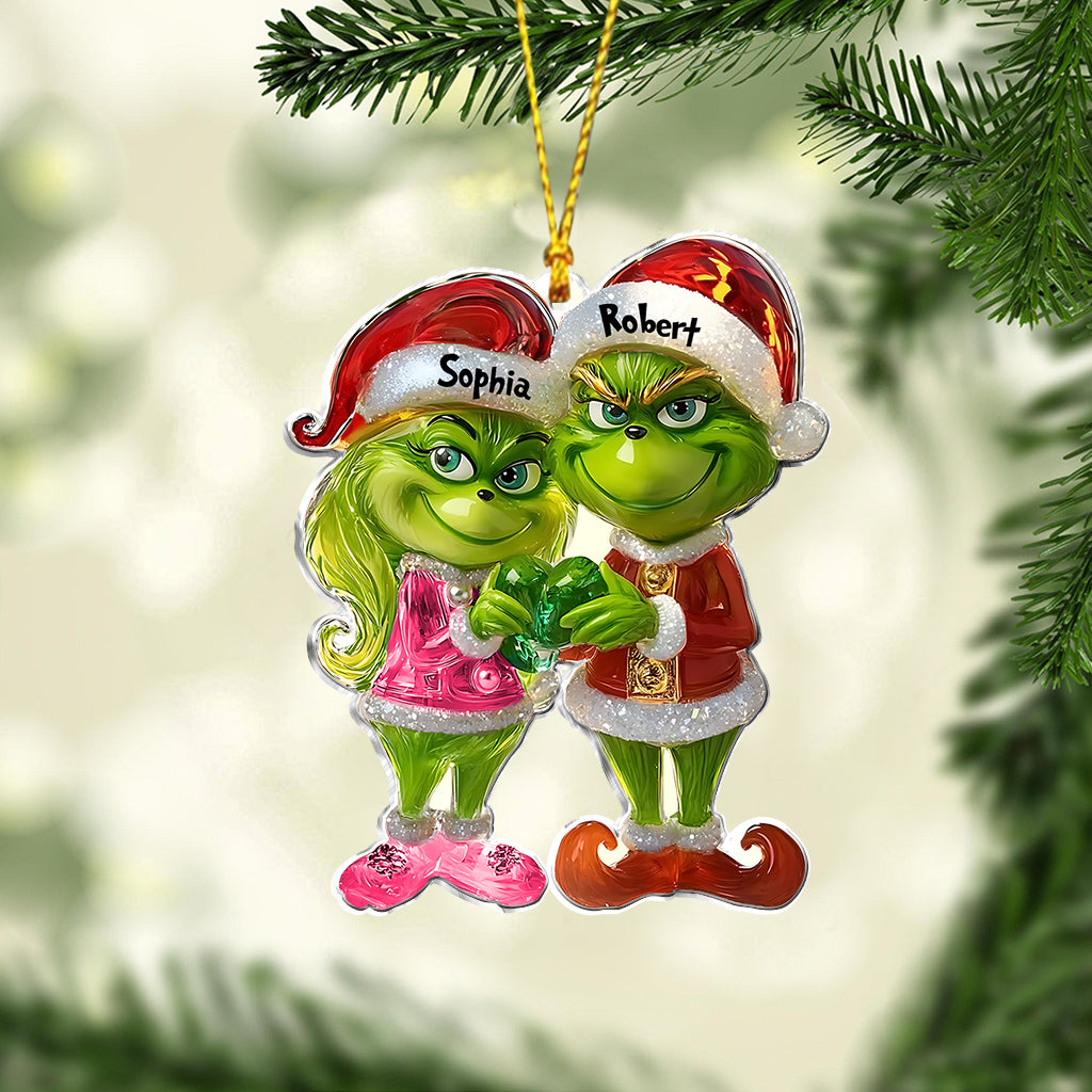 Green Couple - Personalized Stole Christmas Ornament