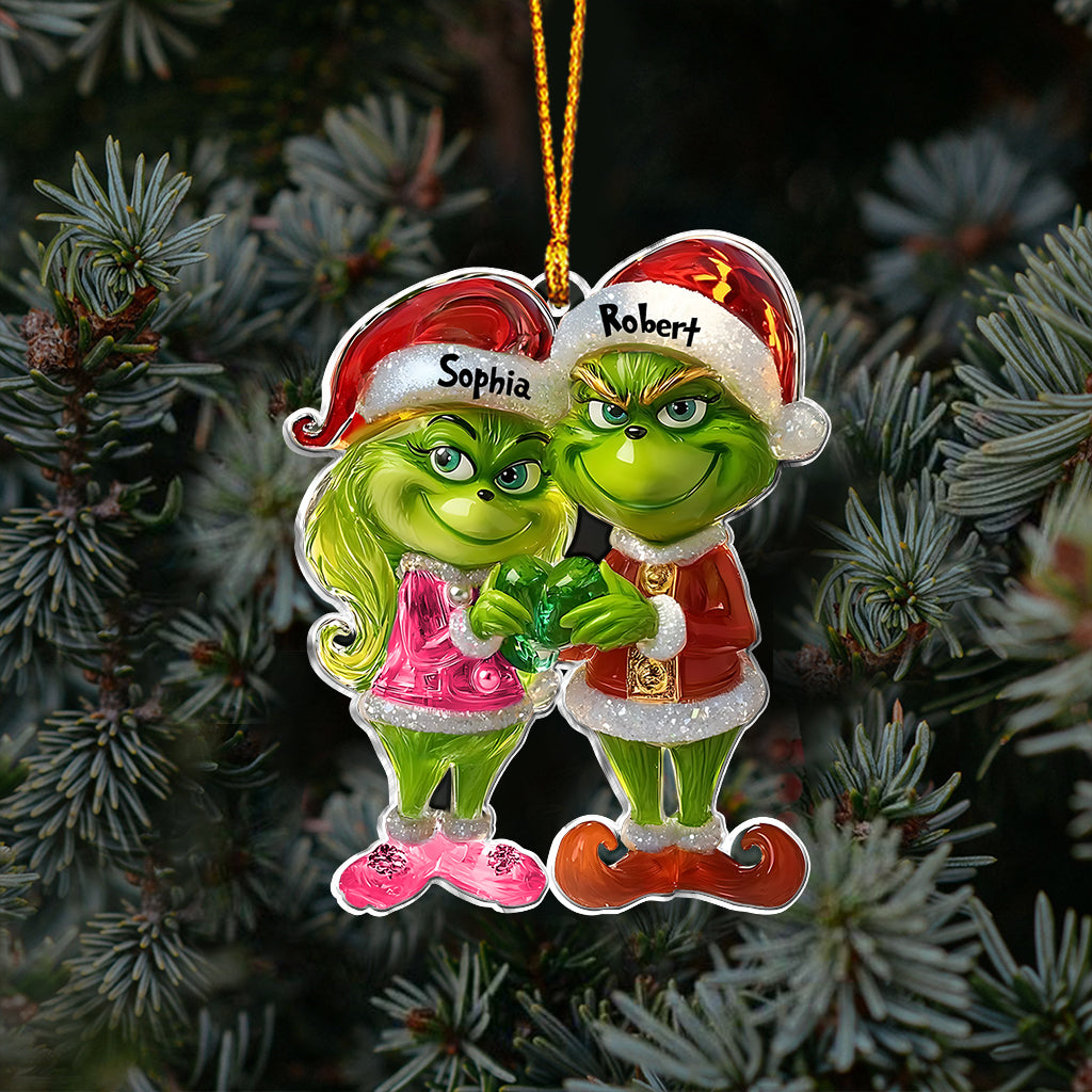 Green Couple - Personalized Stole Christmas Ornament