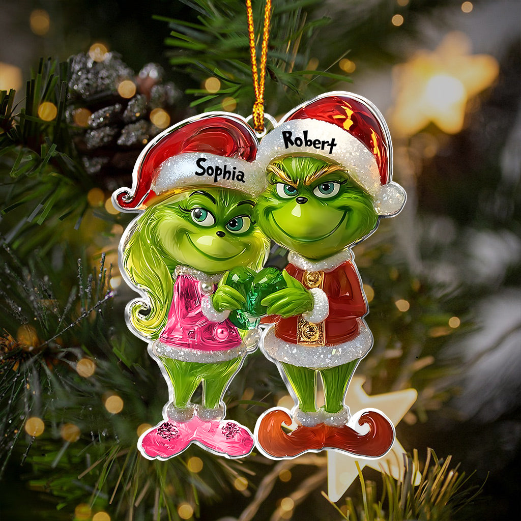 Green Couple - Personalized Stole Christmas Ornament