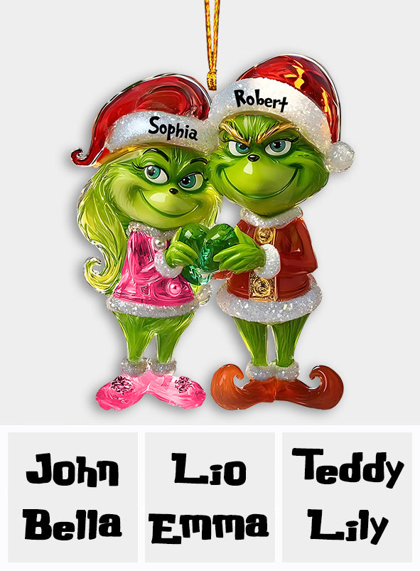 Green Couple - Personalized Stole Christmas Ornament