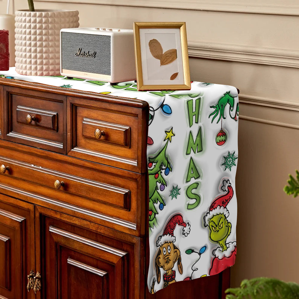 Joyeux Grinchmas - Chemin de table de Noël personnalisé avec étole