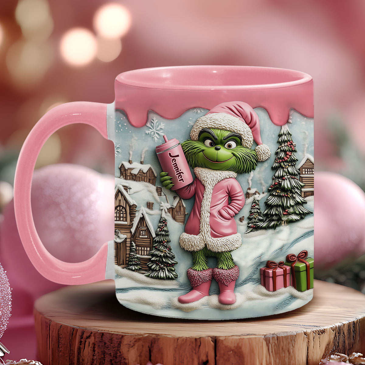 Grinchy Green Lady - Personalized Stole Christmas Accent Mug