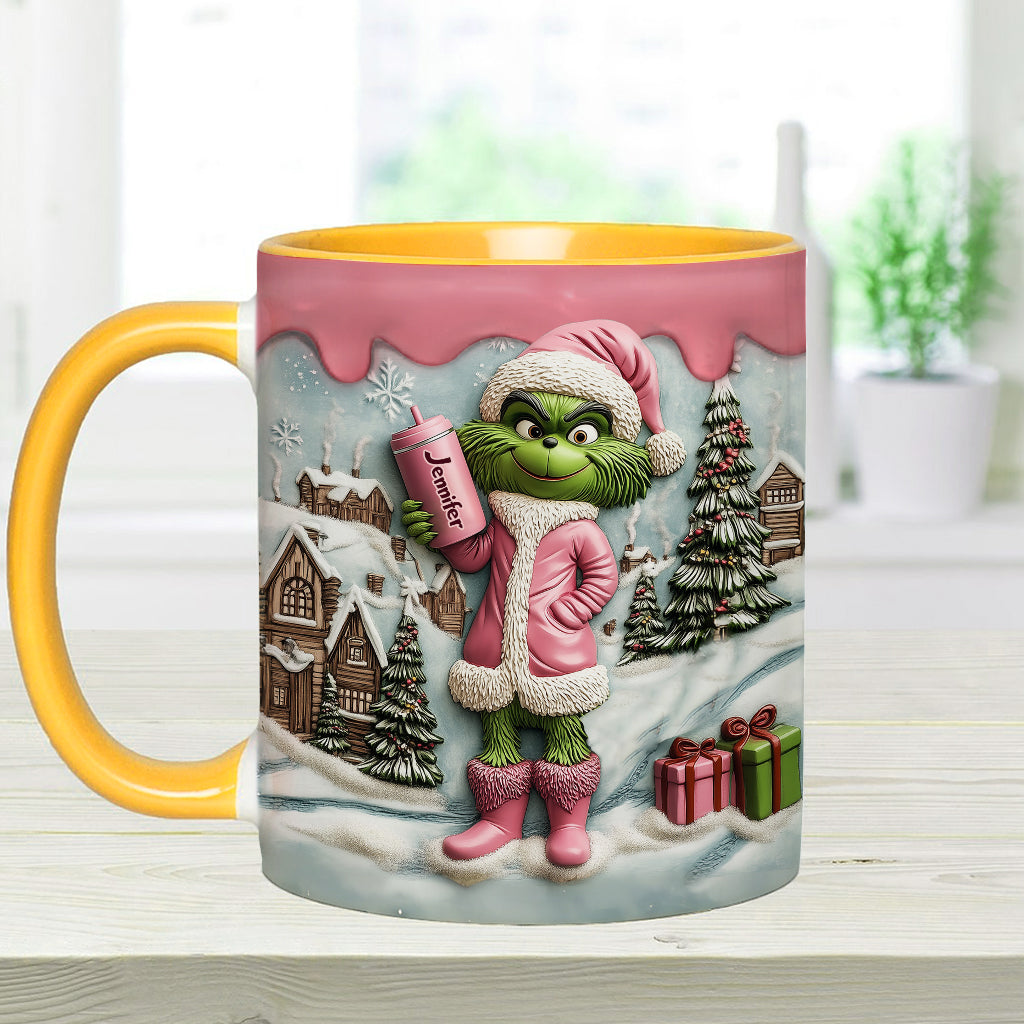 Grinchy Green Lady - Personalized Stole Christmas Accent Mug