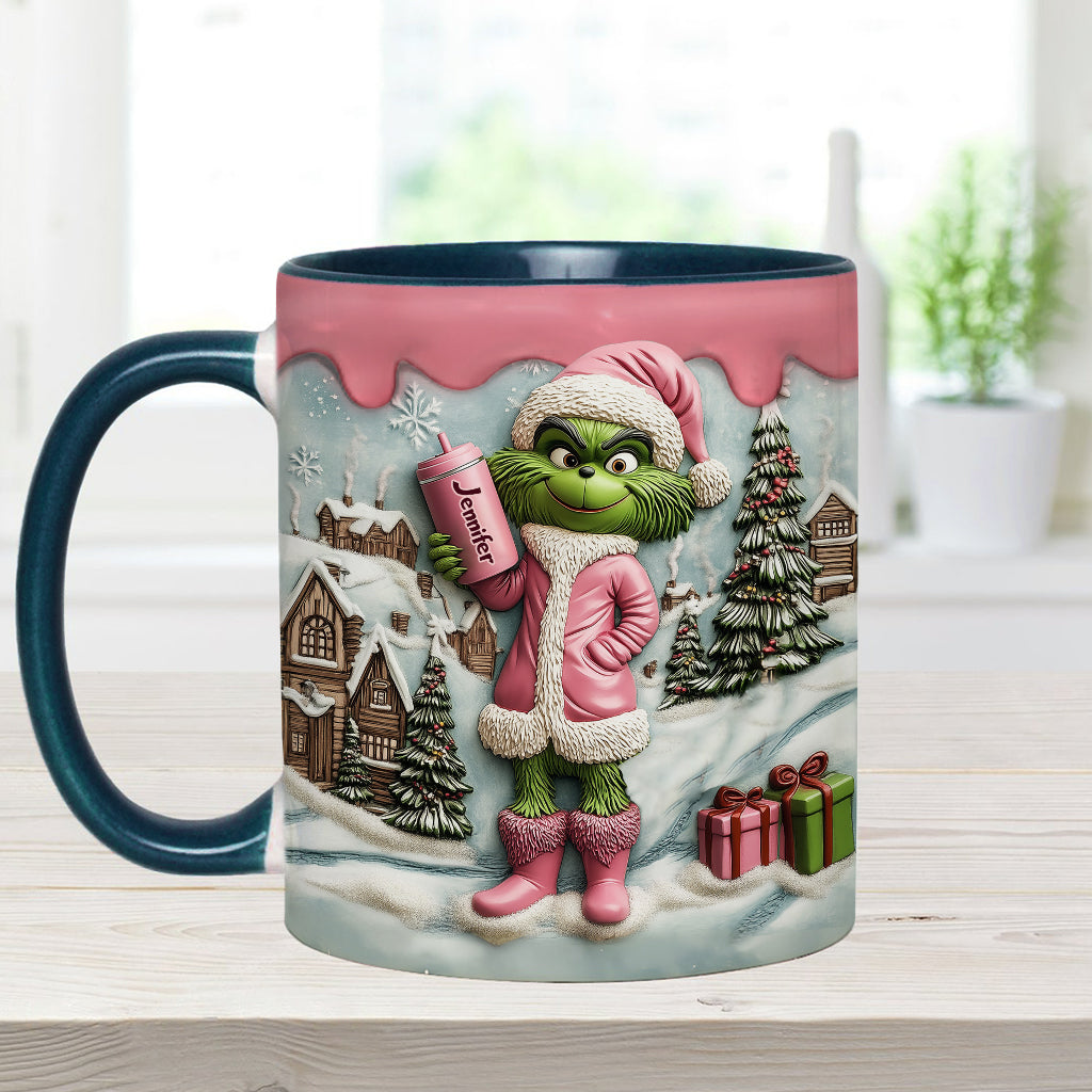 Grinchy Green Lady - Personalized Stole Christmas Accent Mug