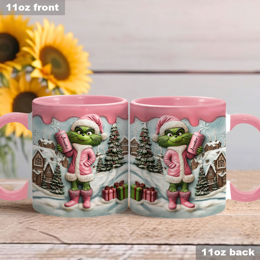Grinchy Green Lady - Personalized Stole Christmas Accent Mug