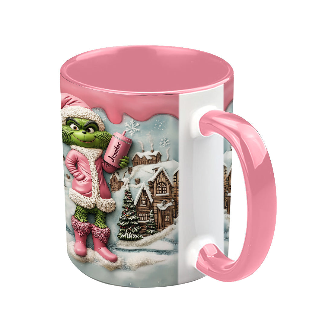 Grinchy Green Lady - Personalized Stole Christmas Accent Mug
