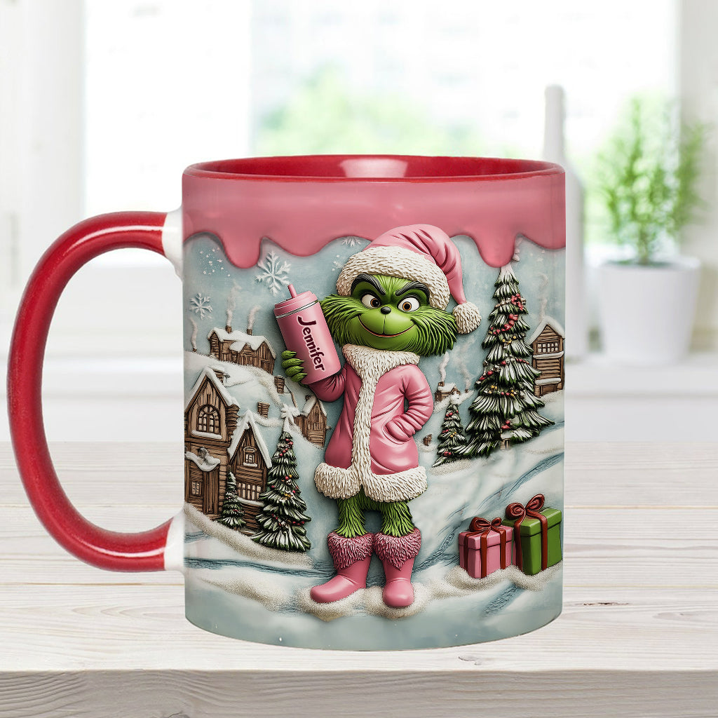 Grinchy Green Lady - Personalized Stole Christmas Accent Mug