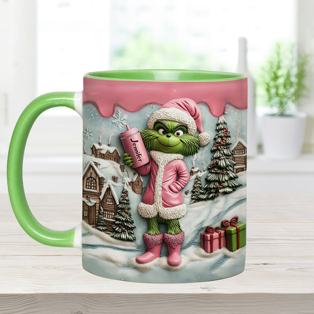 Grinchy Green Lady - Personalized Stole Christmas Accent Mug