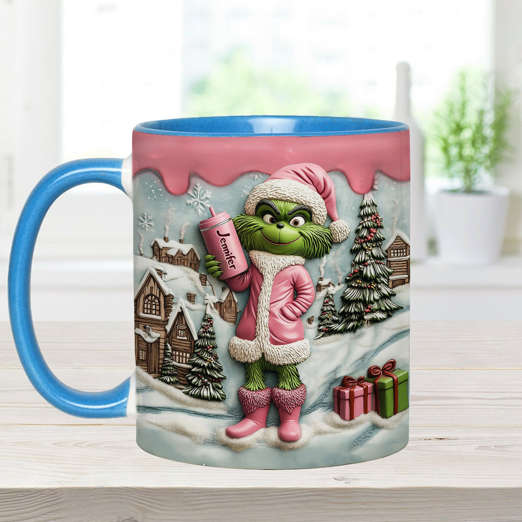Grinchy Green Lady - Personalized Stole Christmas Accent Mug