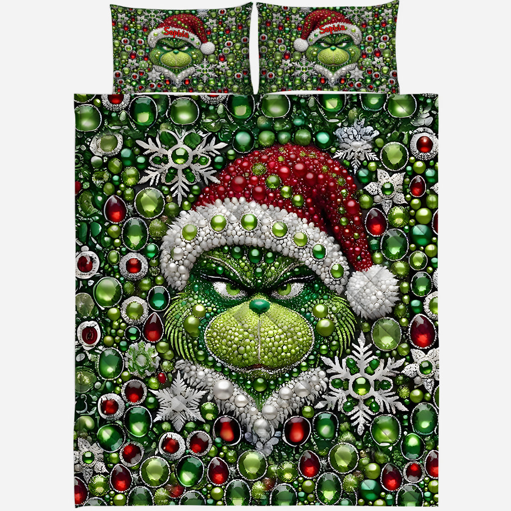 Merry Grinchmas - Personalized Stole Christmas Quilt Set