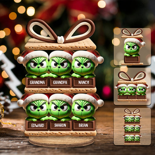 Cadeaux de Noël Grinch pour la famille, les amis et les collègues - Plaque en bois personnalisée avec étole de Noël