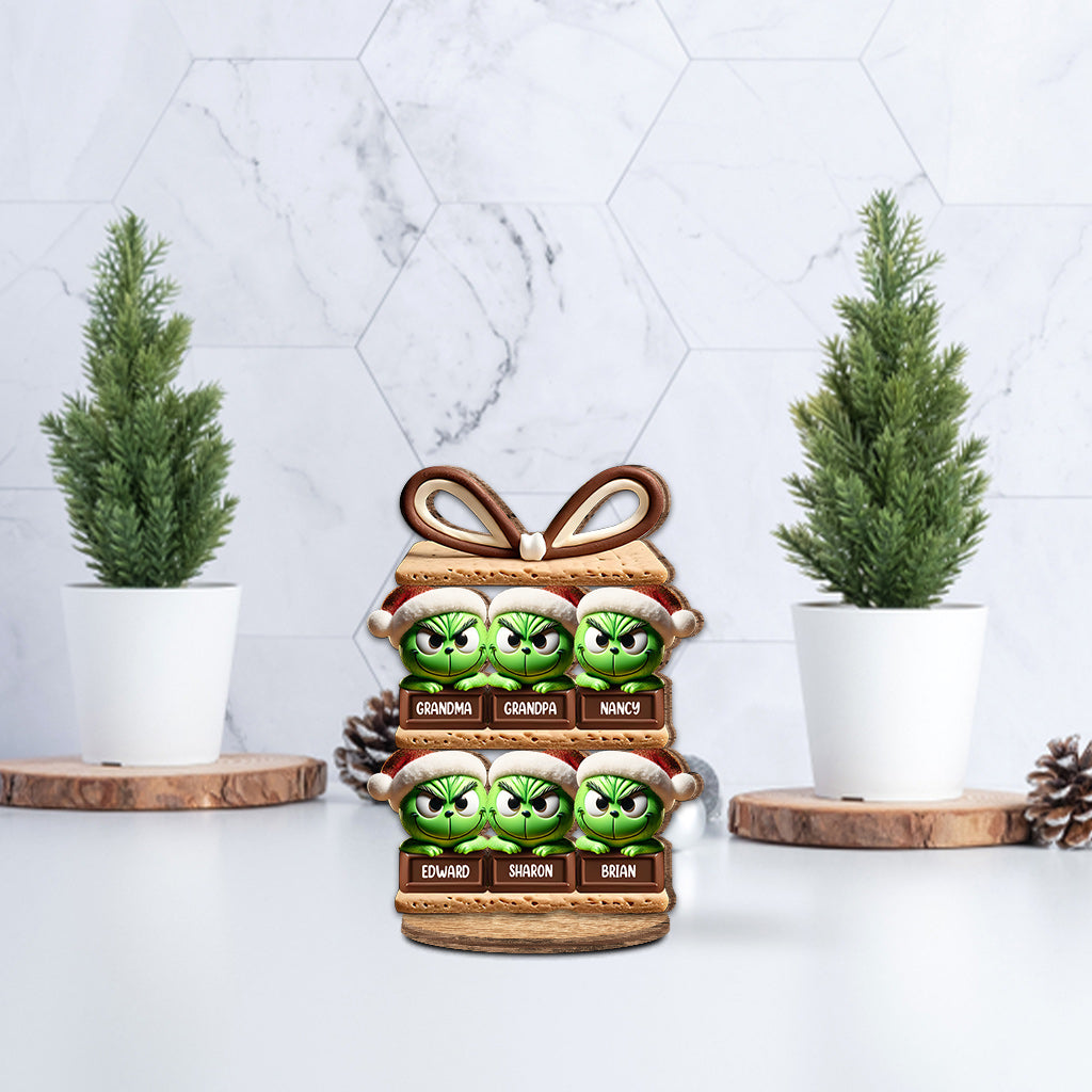Cadeaux de Noël Grinch pour la famille, les amis et les collègues - Plaque en bois personnalisée avec étole de Noël
