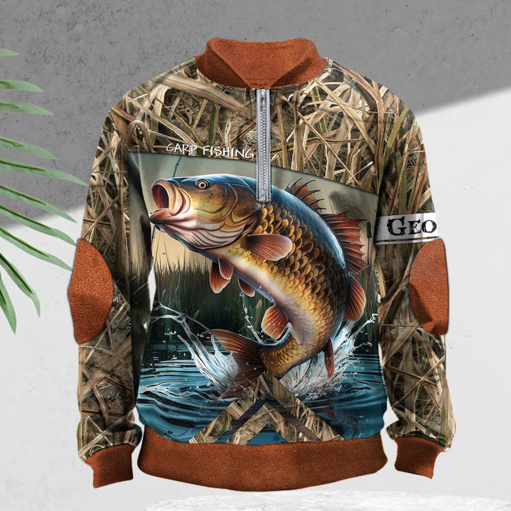 Pêche à la carpe - Sweat-shirt zippé personnalisé pour homme
