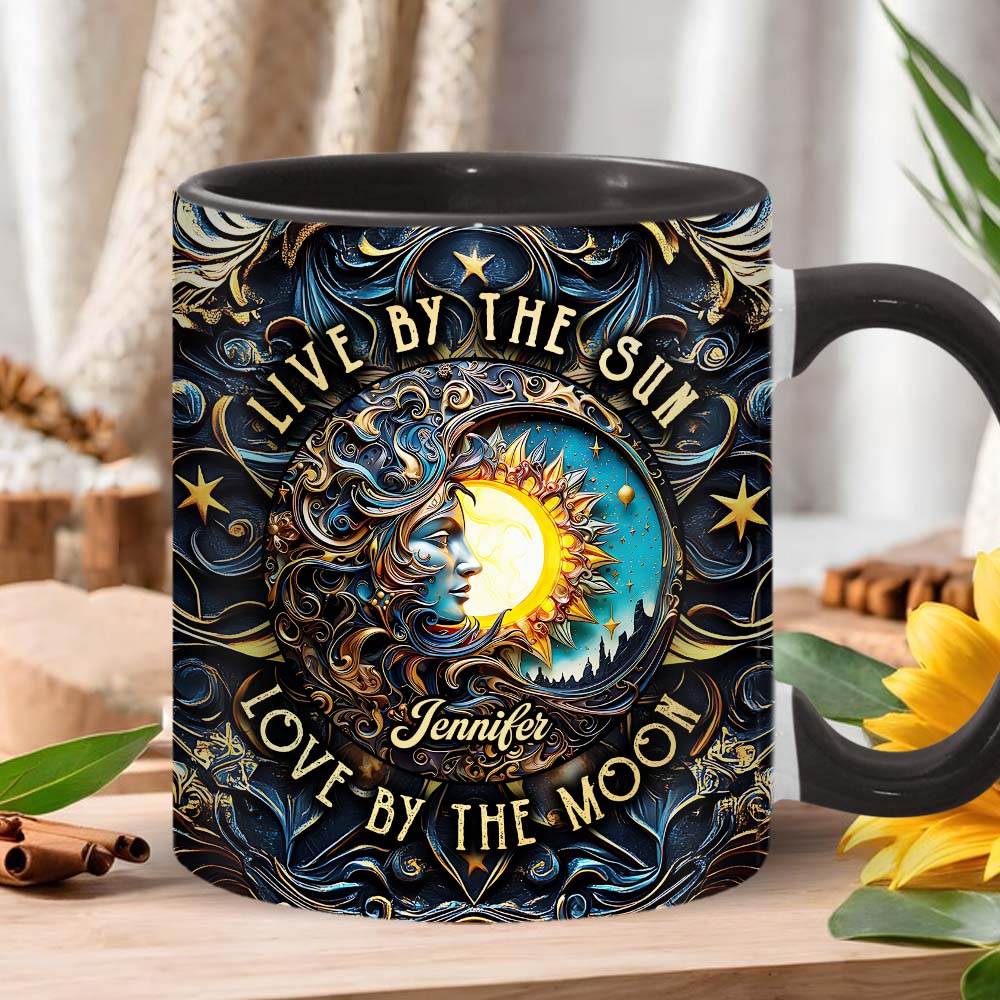 Vivre au rythme du soleil, aimer au rythme de la lune - Mug personnalisé style hippie