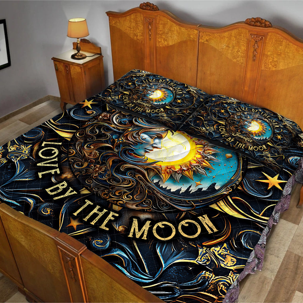 Vivre au rythme du soleil, aimer au rythme de la lune - Ensemble de courtepointe hippie personnalisé