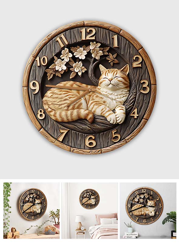 Horloge murale chat « J’aime les chats »