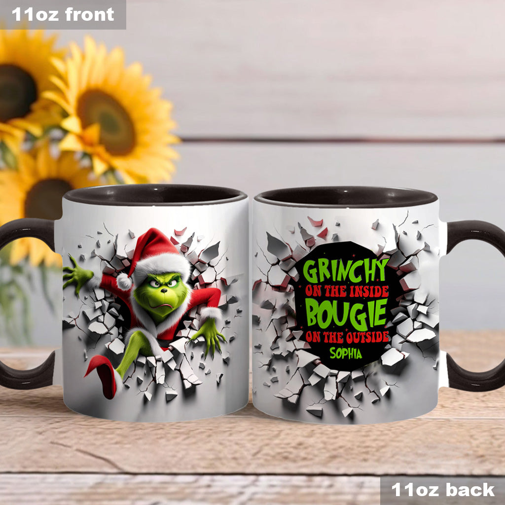 Grincheux à l'intérieur - Mug personnalisé avec étole de Noël