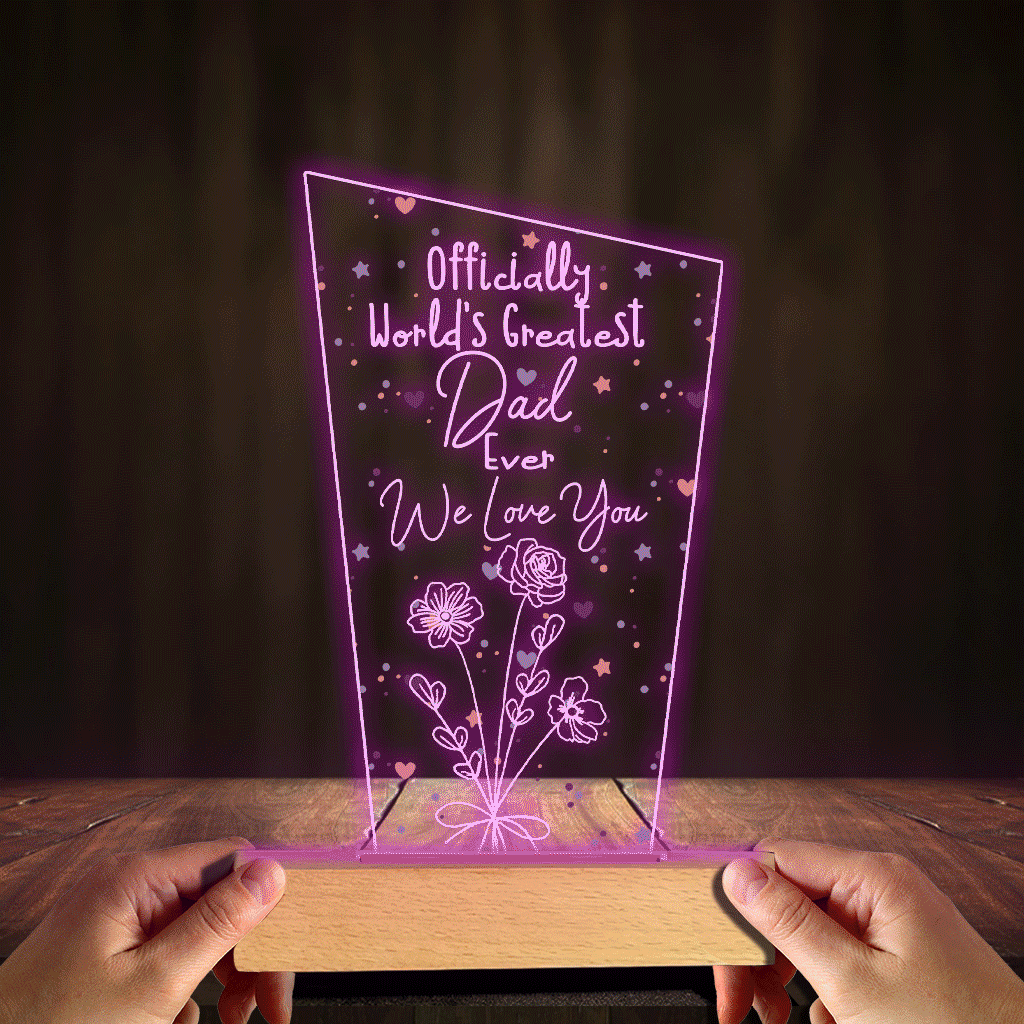 Officiellement la meilleure maman du monde ! – Cadeau pour maman, grand-père, mari, femme, grand-mère, papa – Plaque lumineuse personnalisée