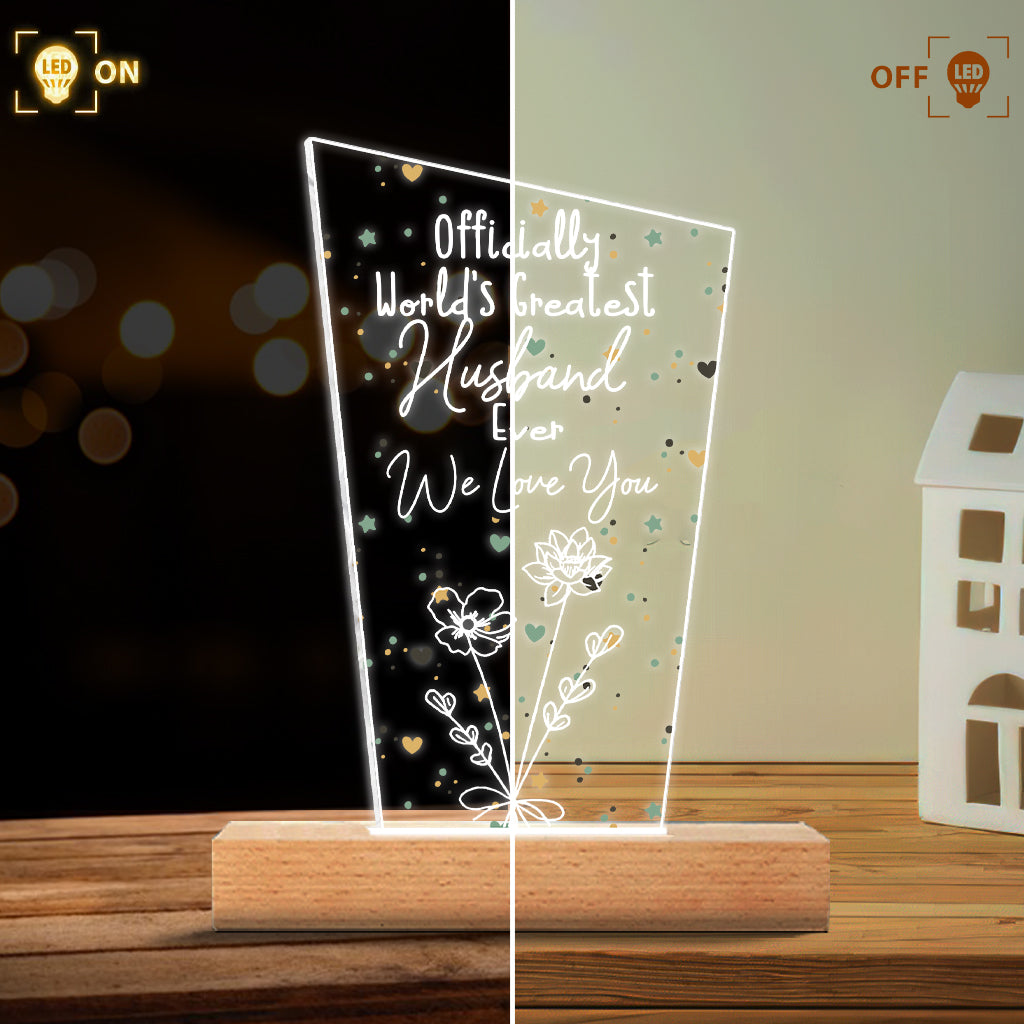 Officiellement la meilleure maman du monde ! – Cadeau pour maman, grand-père, mari, femme, grand-mère, papa – Plaque lumineuse personnalisée