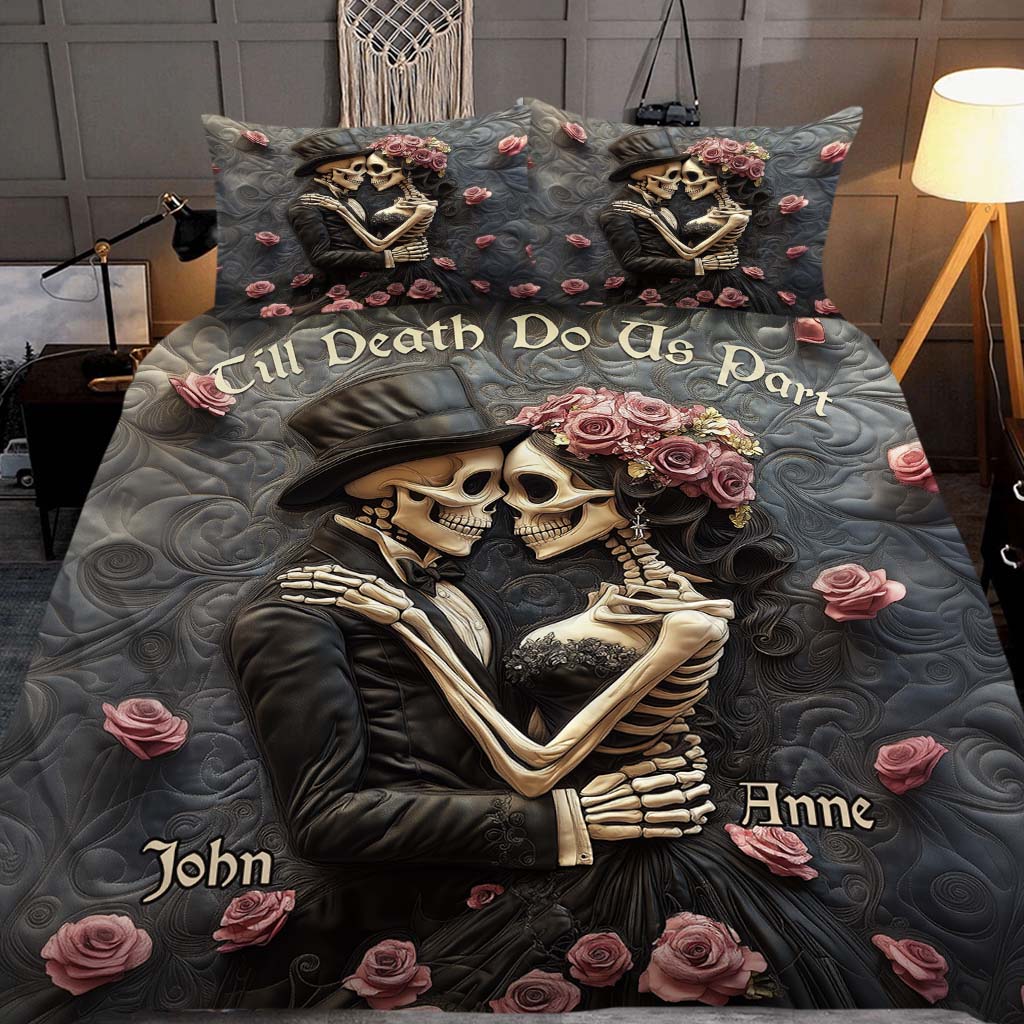 Jusqu'à ce que la mort nous sépare - Parure de lit personnalisée avec tête de mort