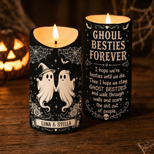 Ghoul Besties Forever Personalized LED Candle - Funny Ghost Halloween Gift for Best Friends & Work Bestie