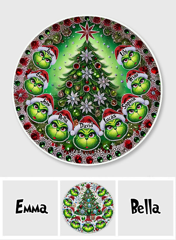 Joyeux Grinchmas - Tapis rond de Noël personnalisé avec étole