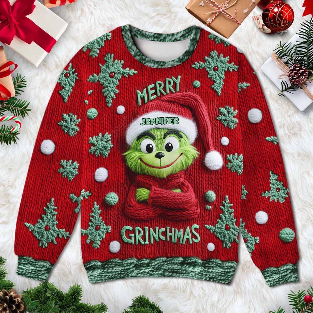 Merry Grinchmas - Personalized Stole Christmas Ugly Sweater