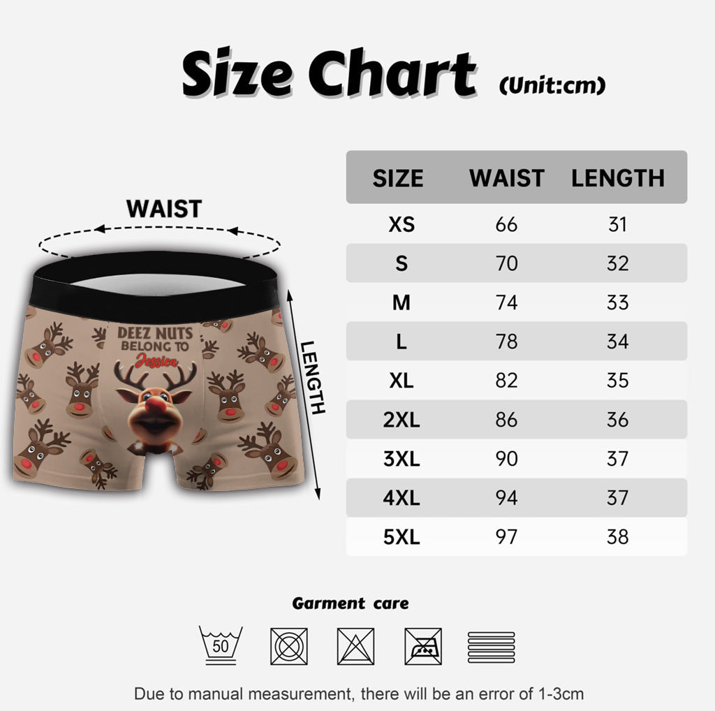 Deez Nuts Belong To Her - Personalized Couple Men’s Boxer Briefs