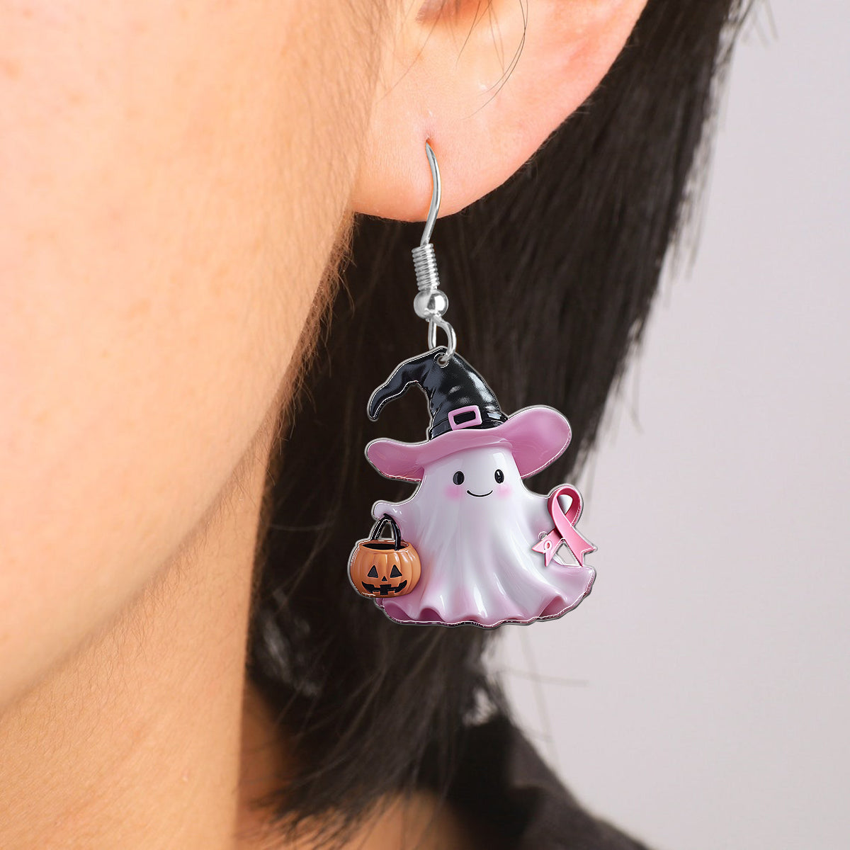 Sensibilisation au cancer du sein - Boucles d'oreilles personnalisées pour la sensibilisation au cancer du sein