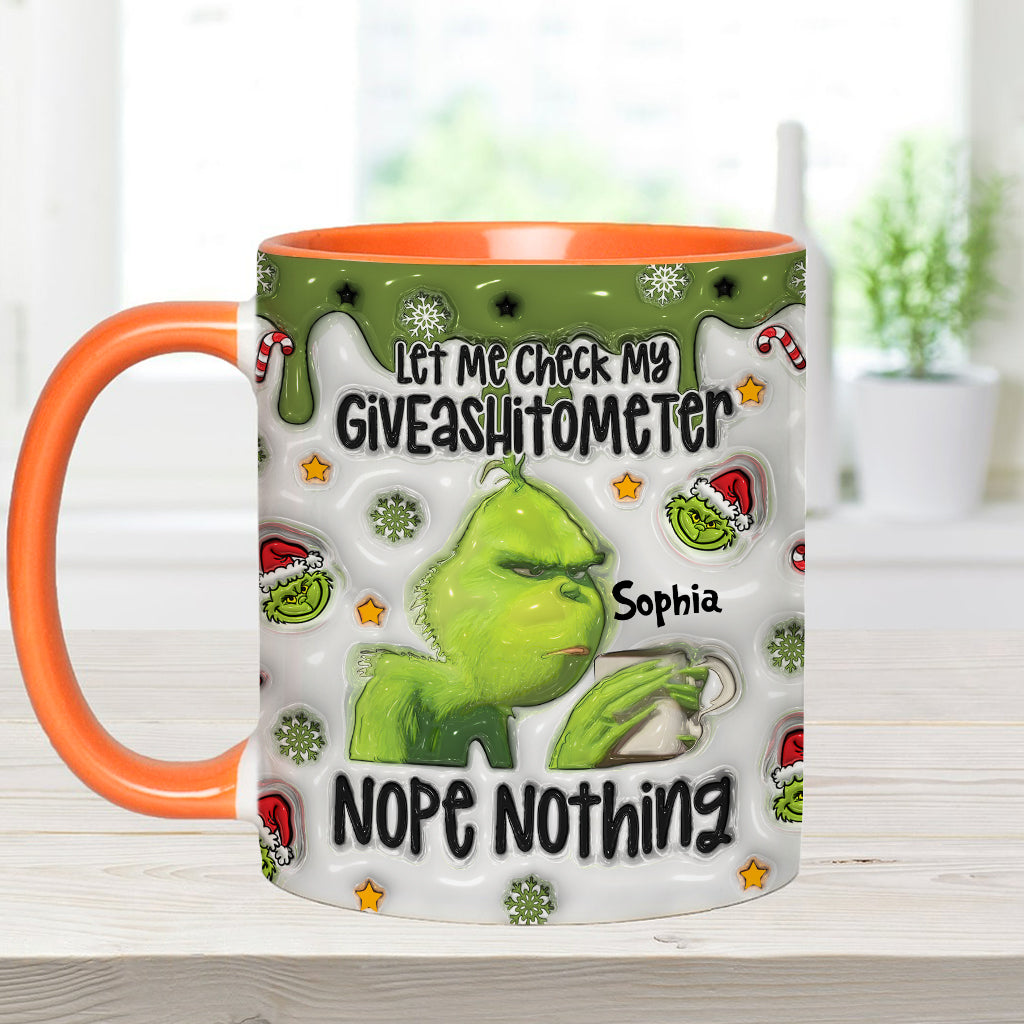 Laissez-moi vérifier mon Giveashitomètre : rien à faire ! – Mug personnalisé « Étole de Noël »