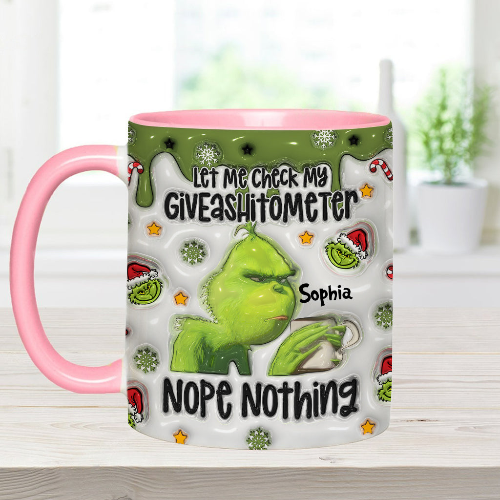 Laissez-moi vérifier mon Giveashitomètre : rien à faire ! – Mug personnalisé « Étole de Noël »