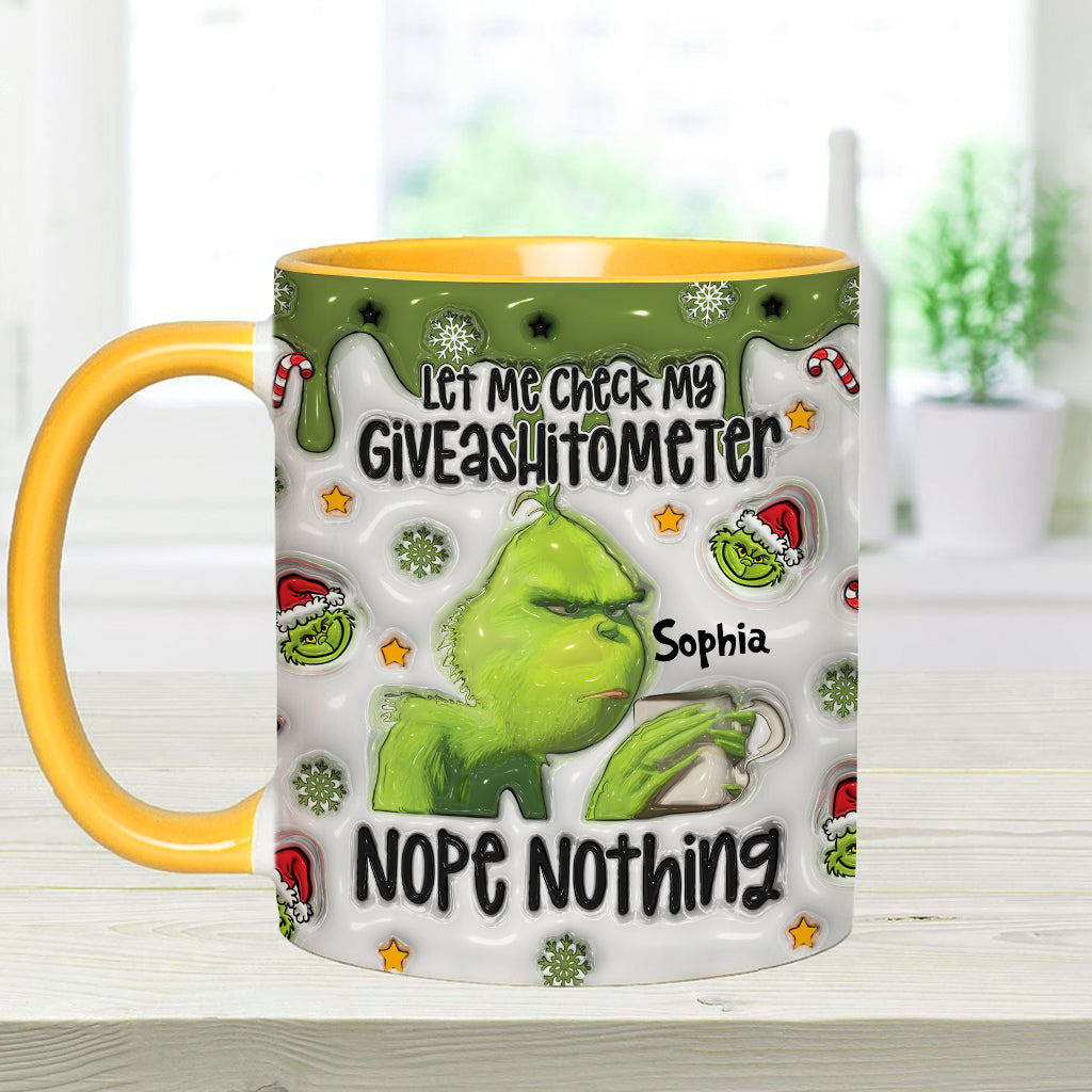 Laissez-moi vérifier mon Giveashitomètre : rien à faire ! – Mug personnalisé « Étole de Noël »