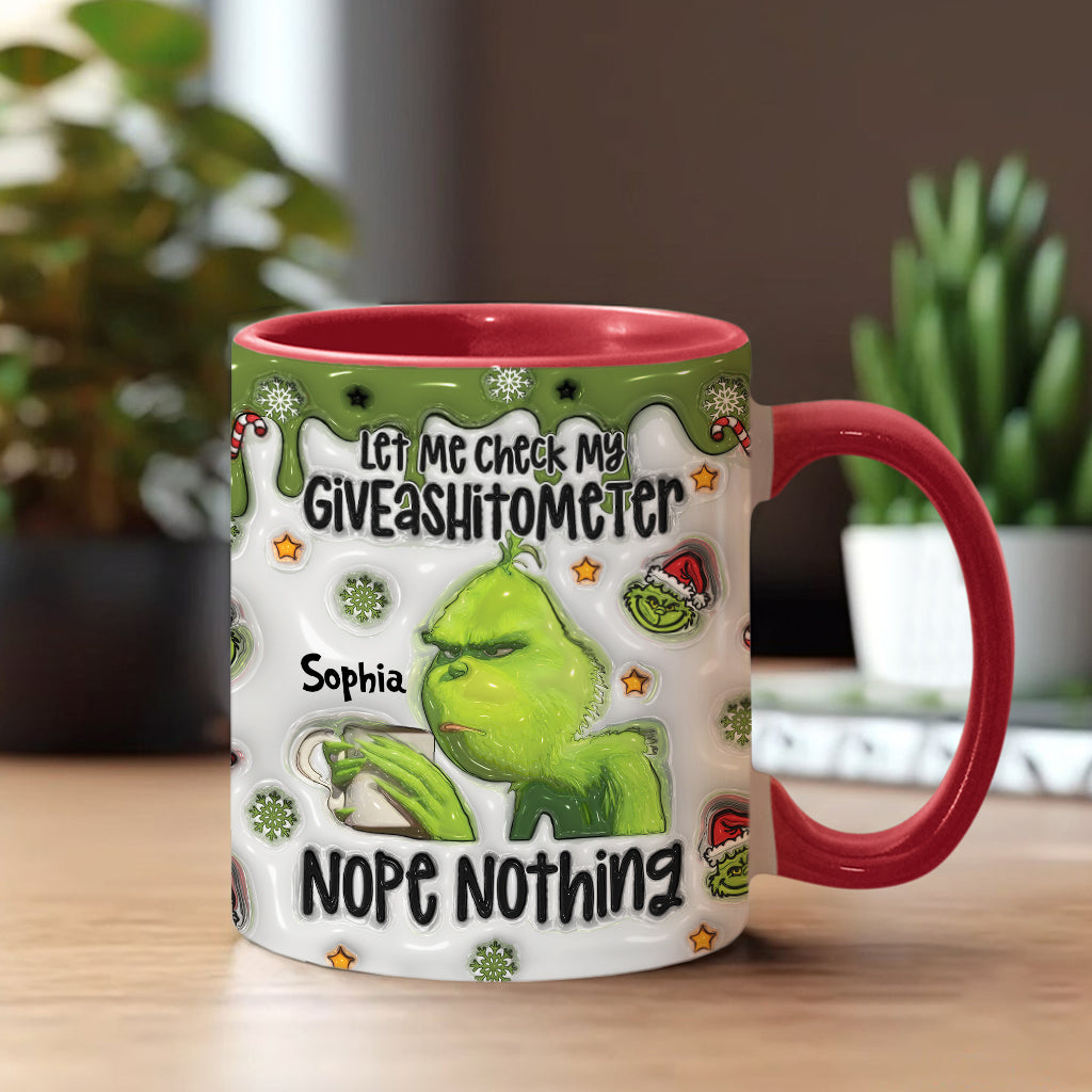 Laissez-moi vérifier mon Giveashitomètre : rien à faire ! – Mug personnalisé « Étole de Noël »