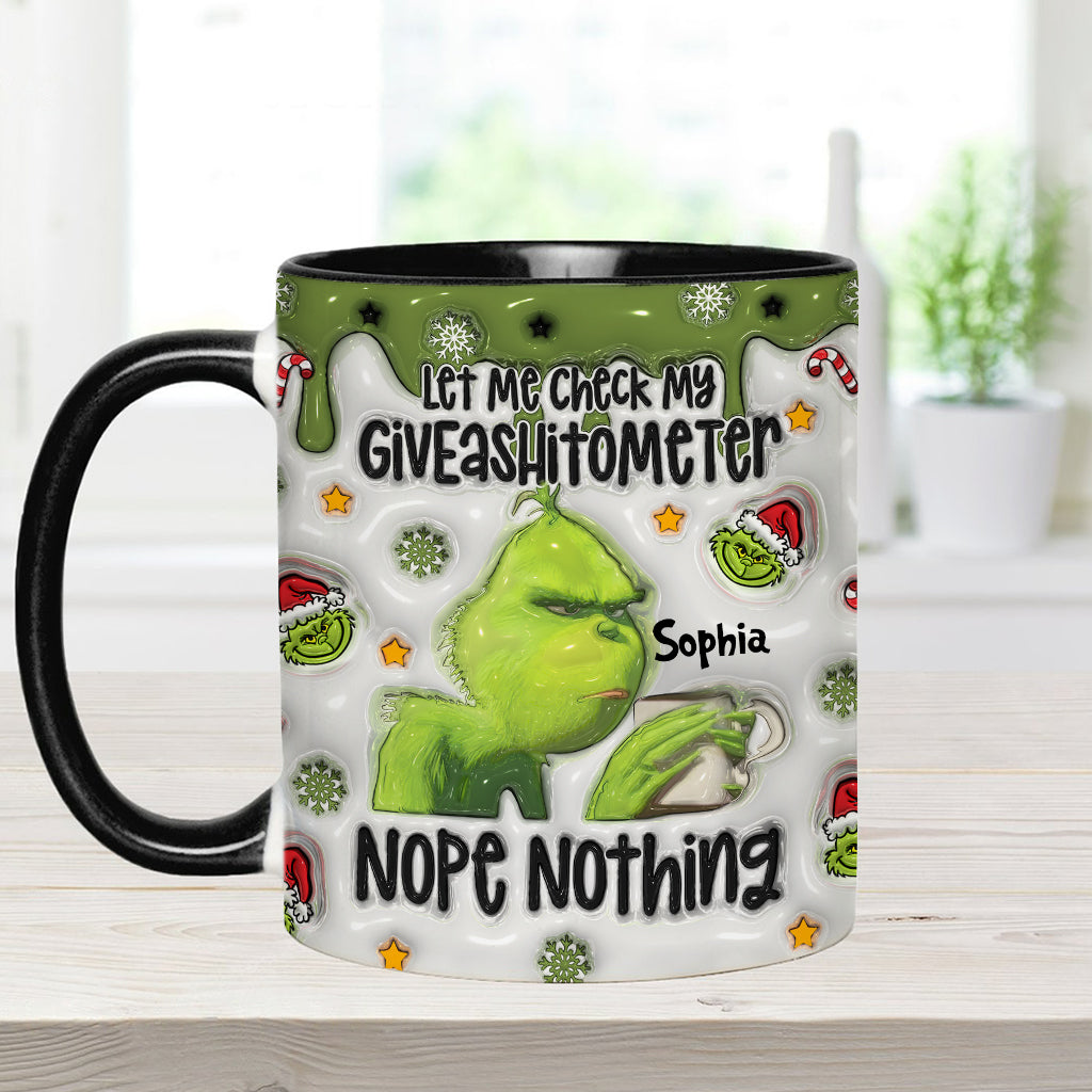 Laissez-moi vérifier mon Giveashitomètre : rien à faire ! – Mug personnalisé « Étole de Noël »