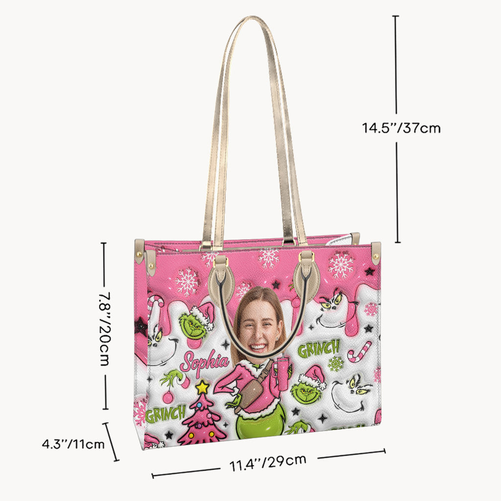Merry Grinchmas - Personalized Stole Christmas Leather Handbag