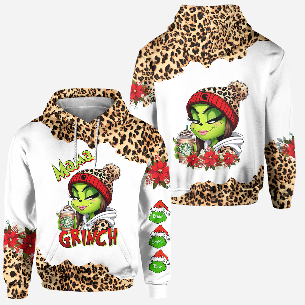 Maman Grincheuse - Sweat à capuche et legging personnalisés avec étole de Noël