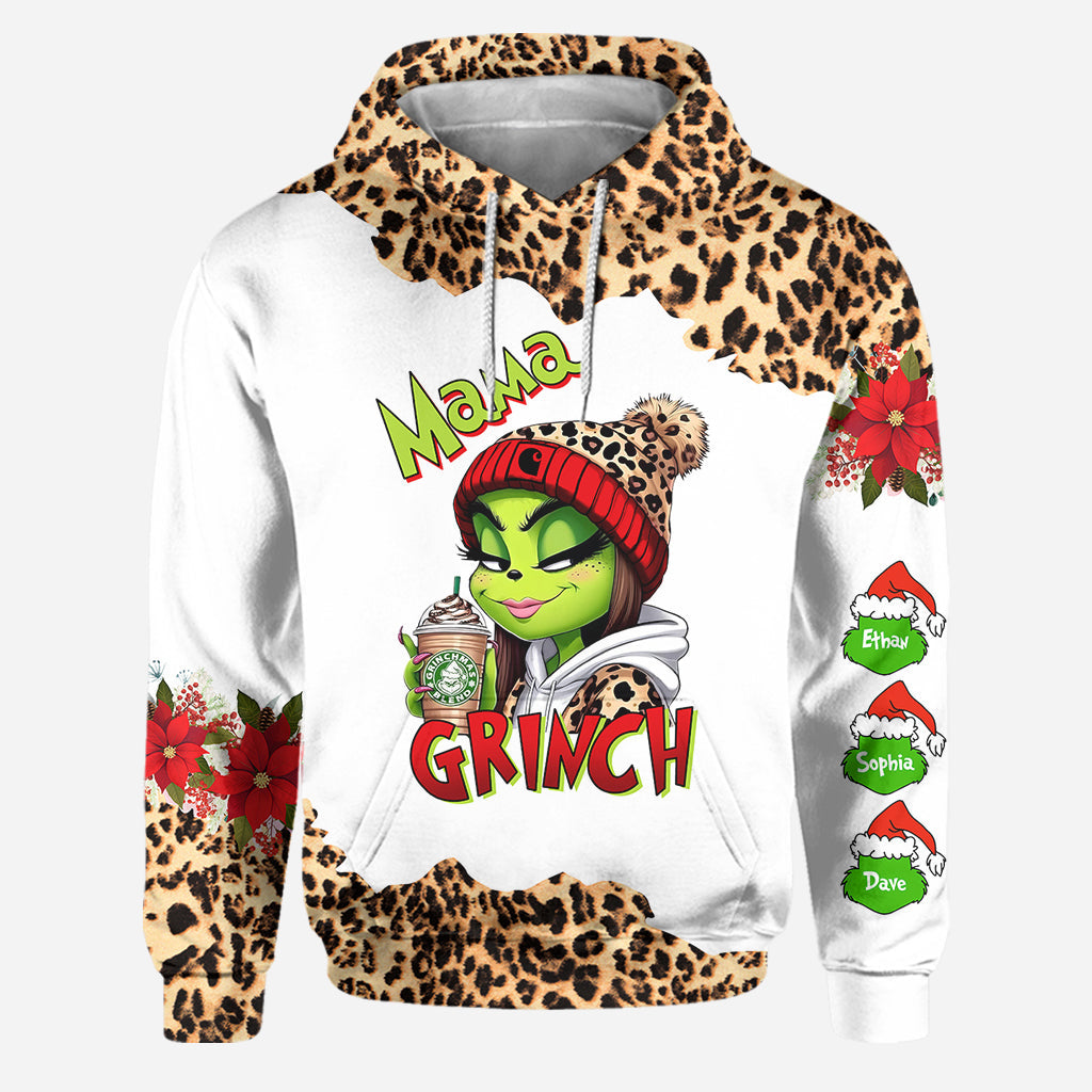 Maman Grincheuse - Sweat à capuche et legging personnalisés avec étole de Noël