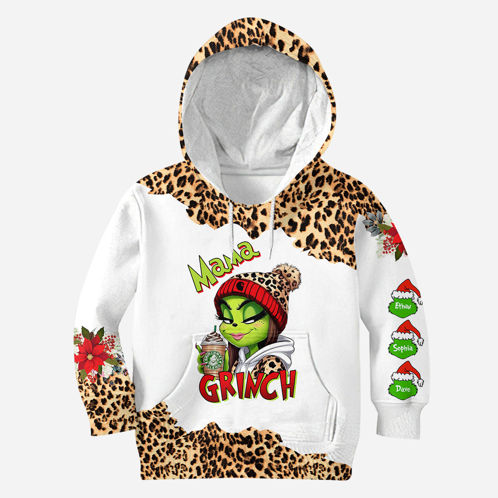 Maman Grincheuse - Sweat à capuche et legging personnalisés avec étole de Noël