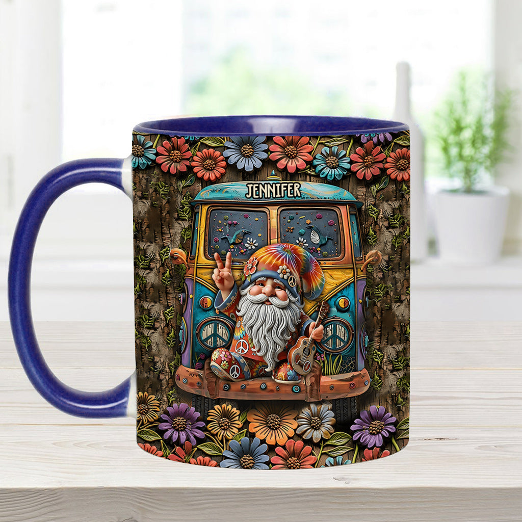 Mug personnalisé à l'effigie d'un gnome hippie pour les amoureux des hippies