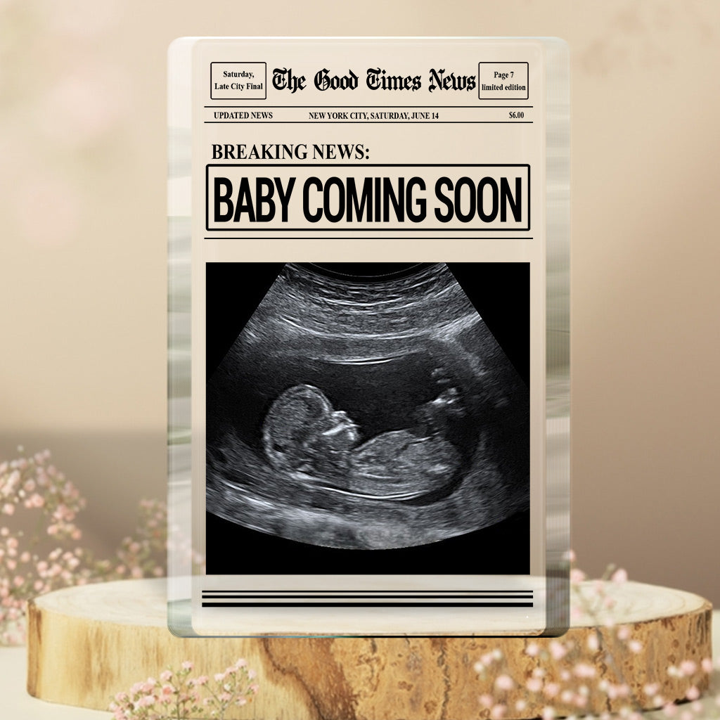 Bébé arrive bientôt - Plaque acrylique personnalisée pour maman