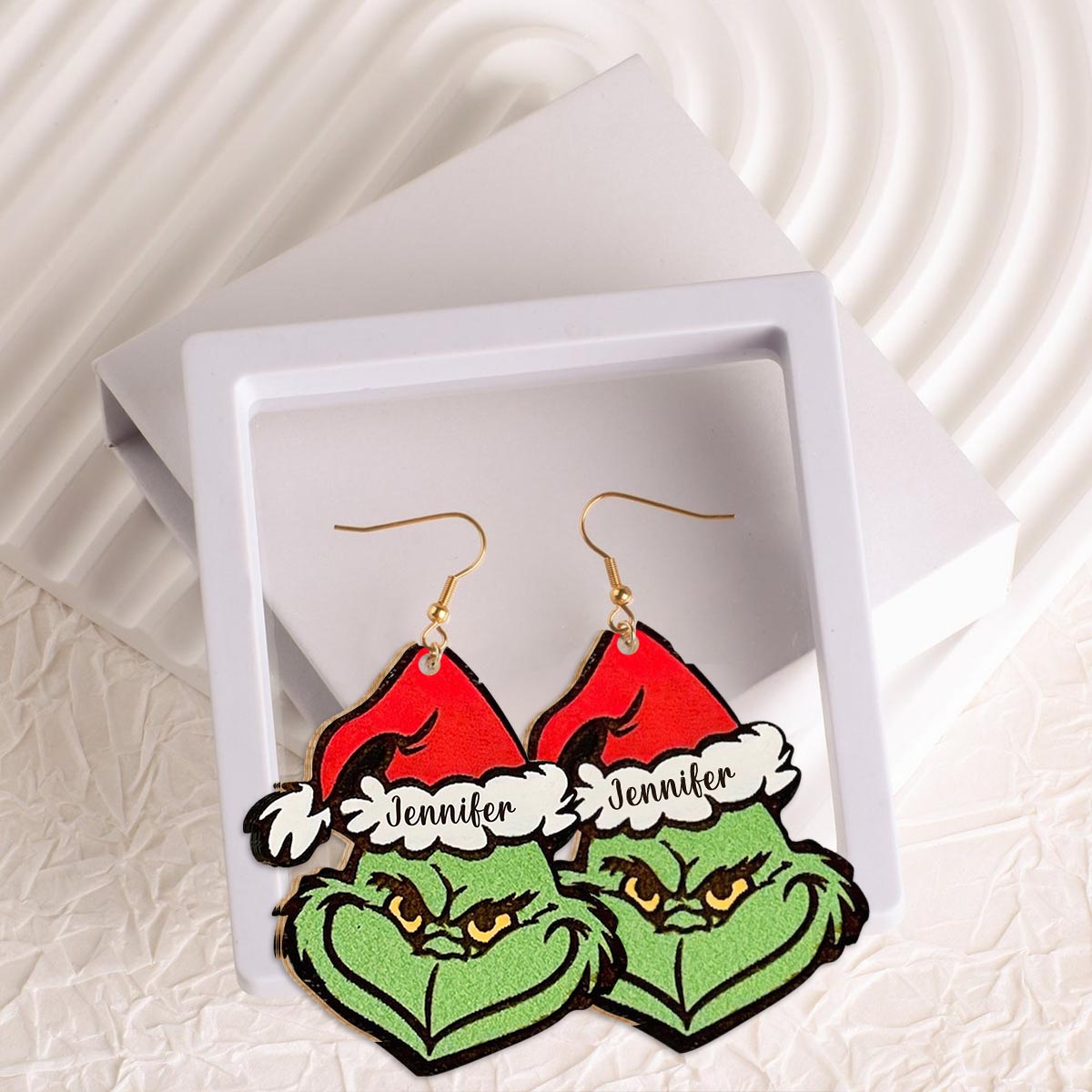 Joyeux Noël - Boucles d'oreilles étole de Noël personnalisées en bois