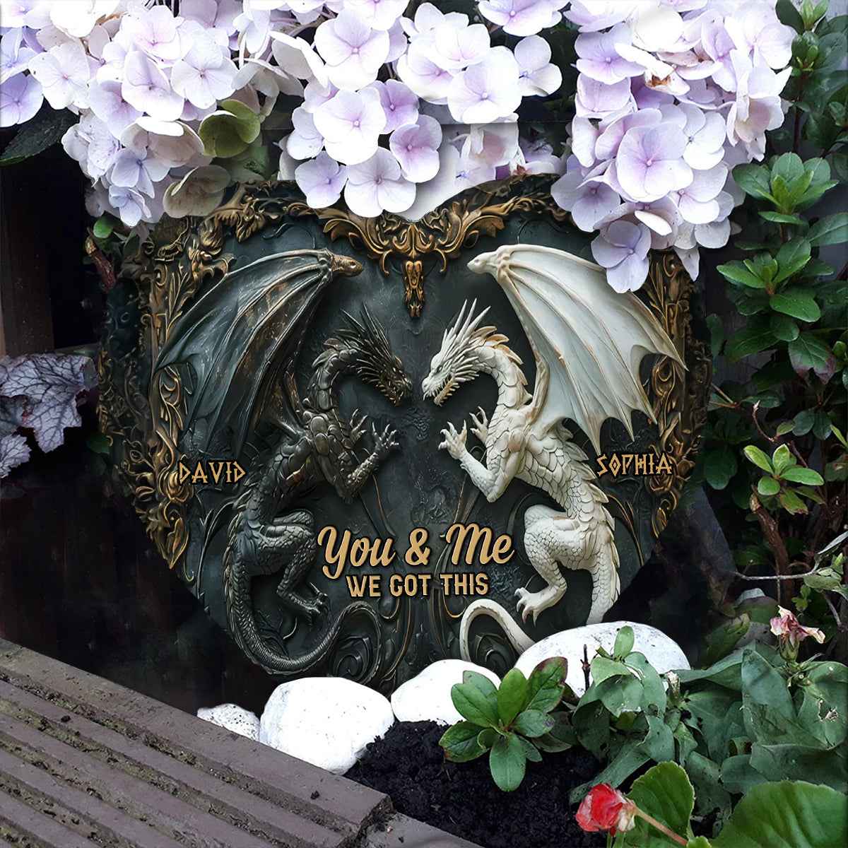 You & Me We Got This - Personalized Dragon Heart Shaped Stone