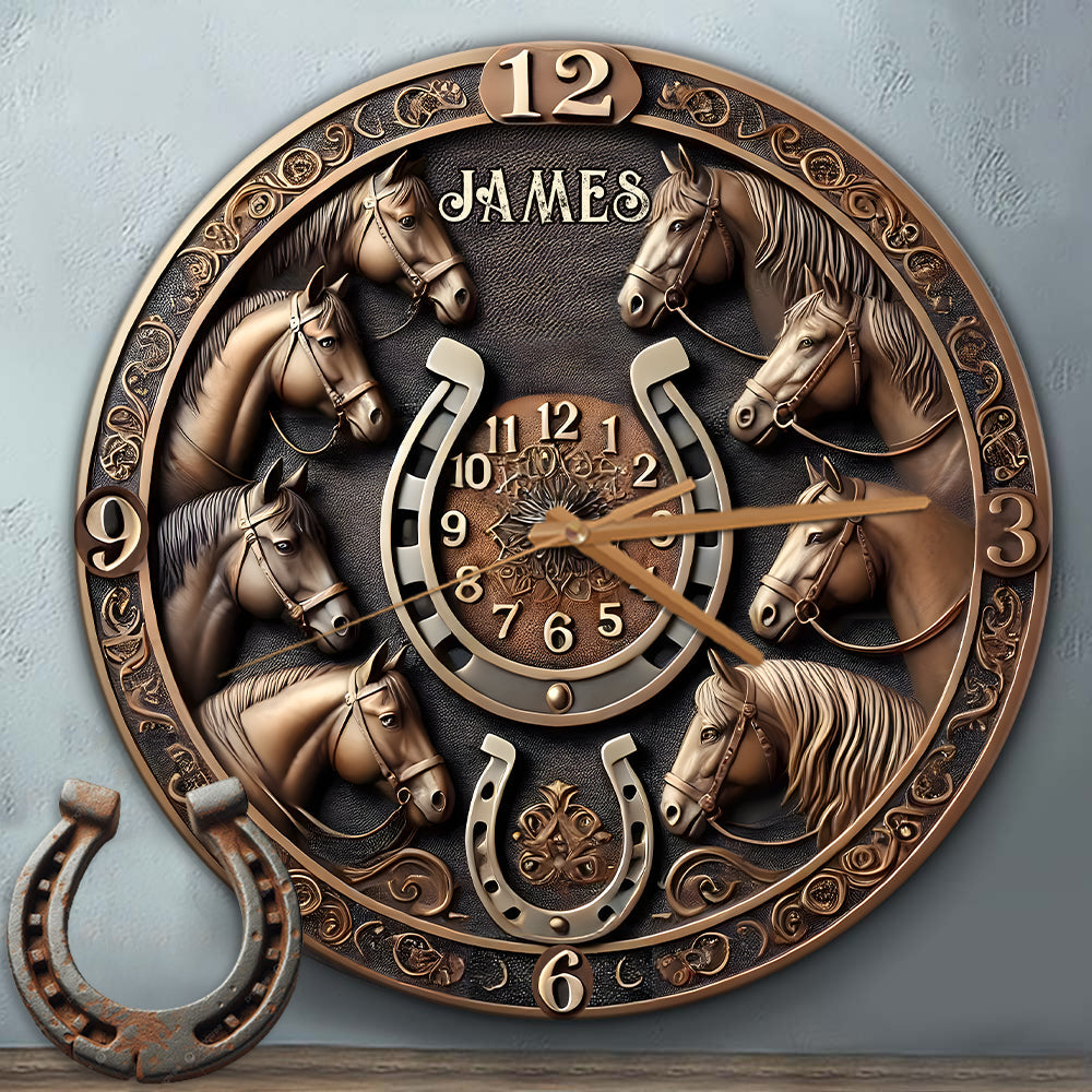 Le temps passé en selle n'est jamais perdu - Horloge murale personnalisée pour chevaux