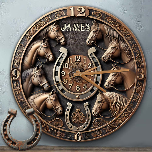 Le temps passé en selle n'est jamais perdu - Horloge murale personnalisée pour chevaux