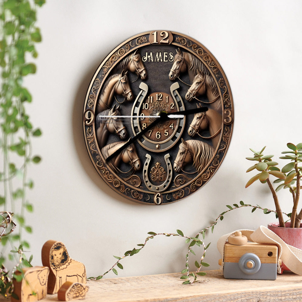 Le temps passé en selle n'est jamais perdu - Horloge murale personnalisée pour chevaux