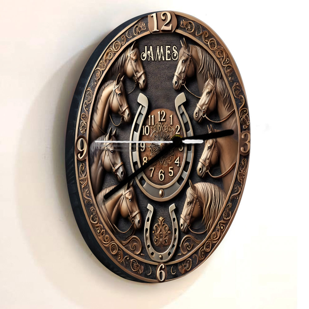 Le temps passé en selle n'est jamais perdu - Horloge murale personnalisée pour chevaux
